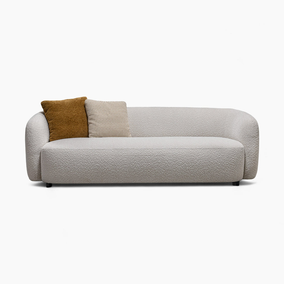 Aera Cream 3 Seater Fabric Curved Sofa