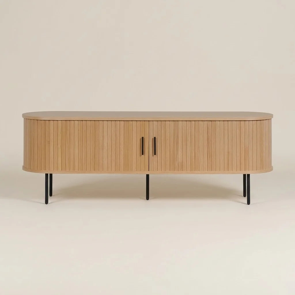 Alderwood Oak Finish Fluted TV Unit