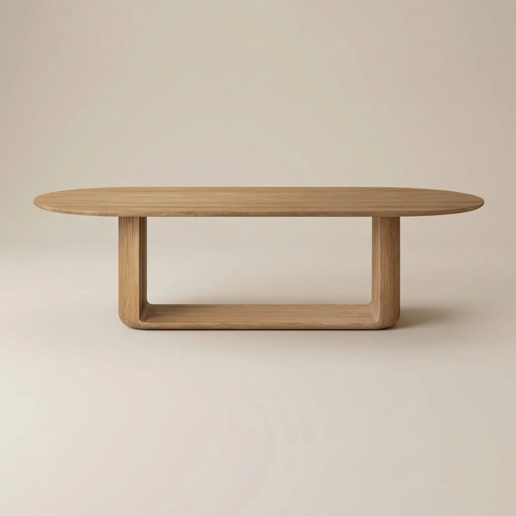 Almara Oak Oval Dining Table – natural, front view