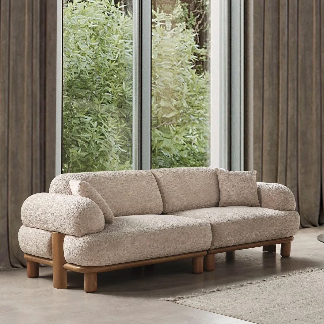 Arwin Beige 3 Seater Boucle Sofa