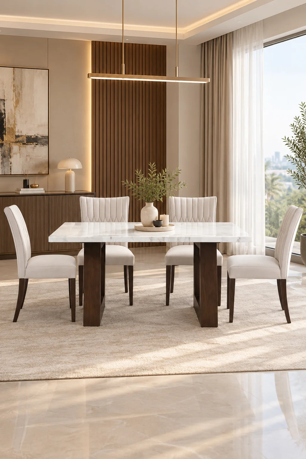 Astrid White Marble Rectangular Dining Table (5 Sizes)