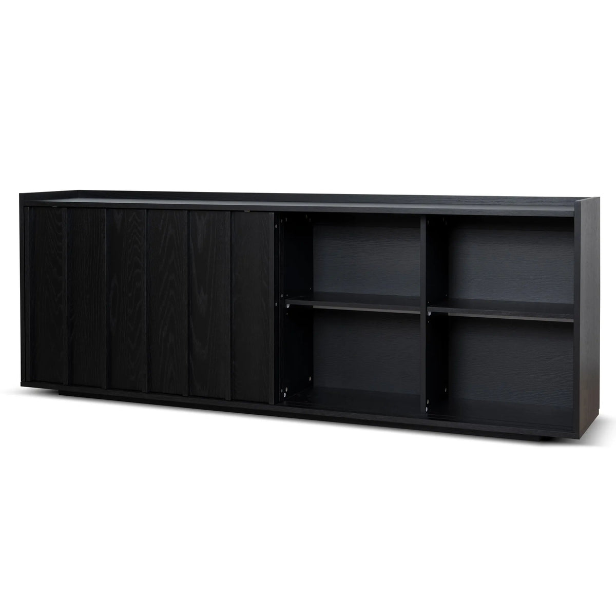 Batten Black Oak Sideboard, plinth base detail view