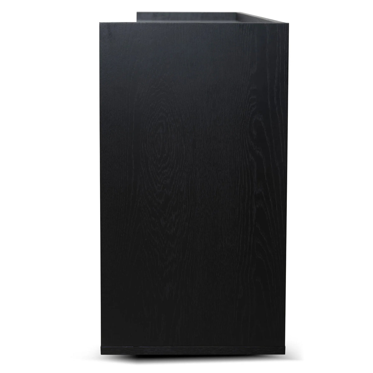 Batten Black Oak Sideboard, sliding door detail view