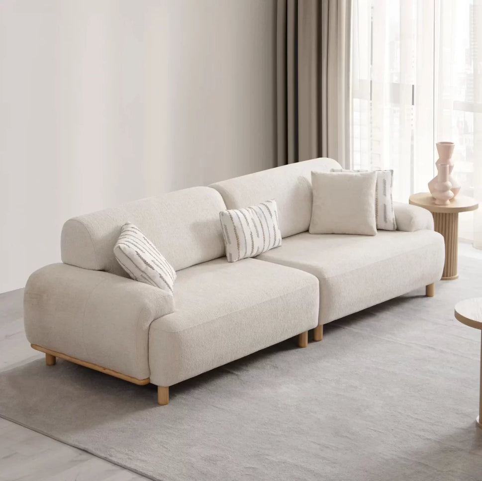 Beiza Cream 3 Seater Boucle Sofa