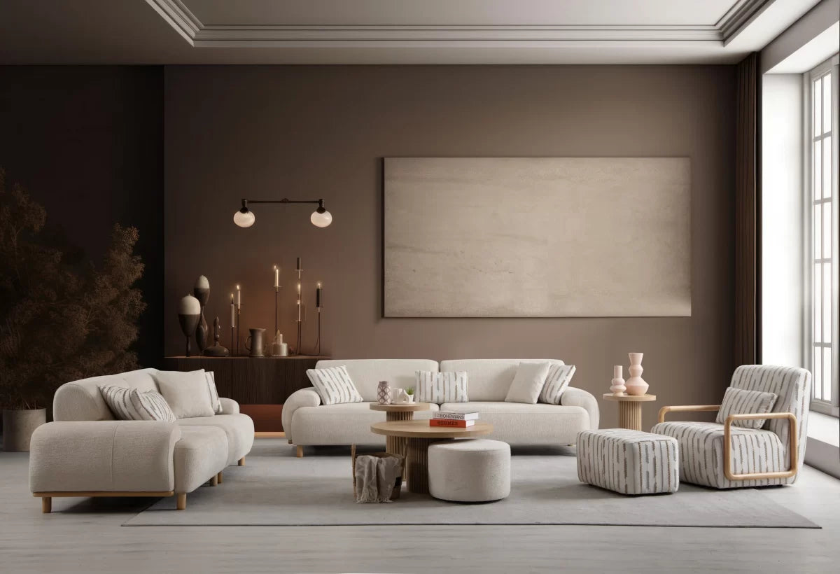 Beiza Cream 3 Seater Boucle Sofa