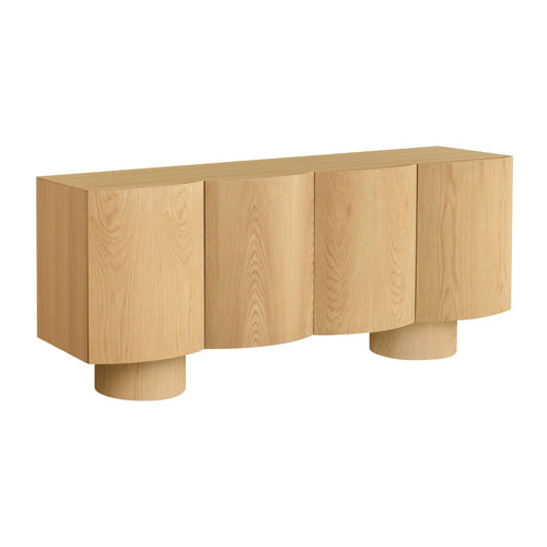 Billow Natural Oak Curved Sideboard, front view