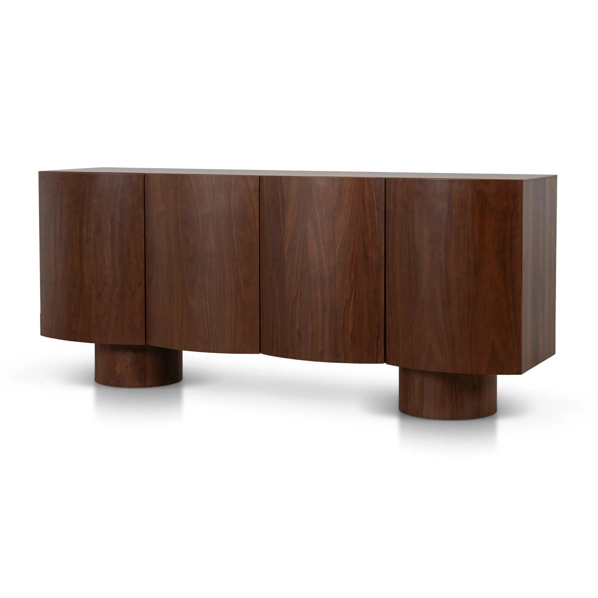 Billow Walnut Curved Sideboard, front view