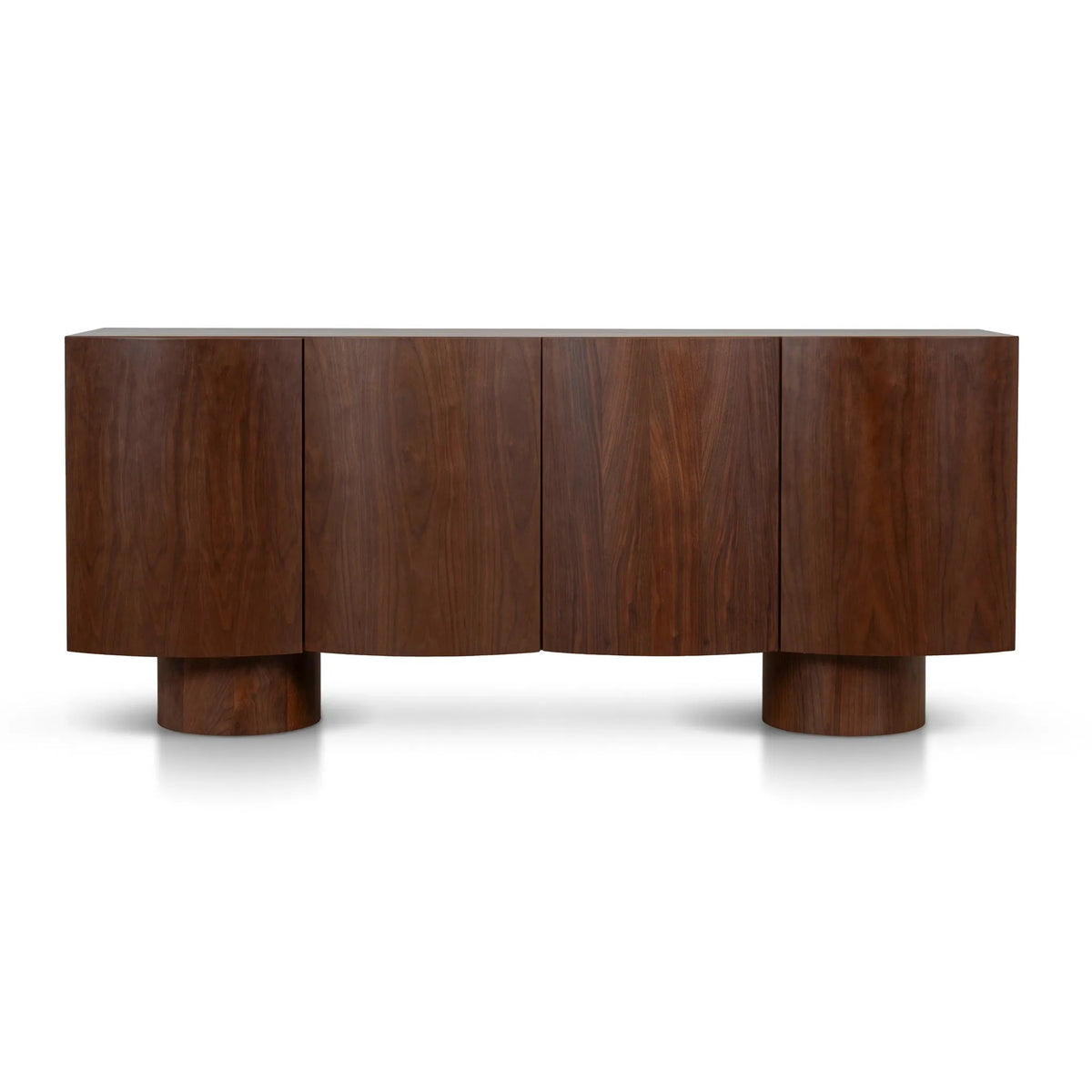 Billow Walnut Curved Sideboard, base detail view