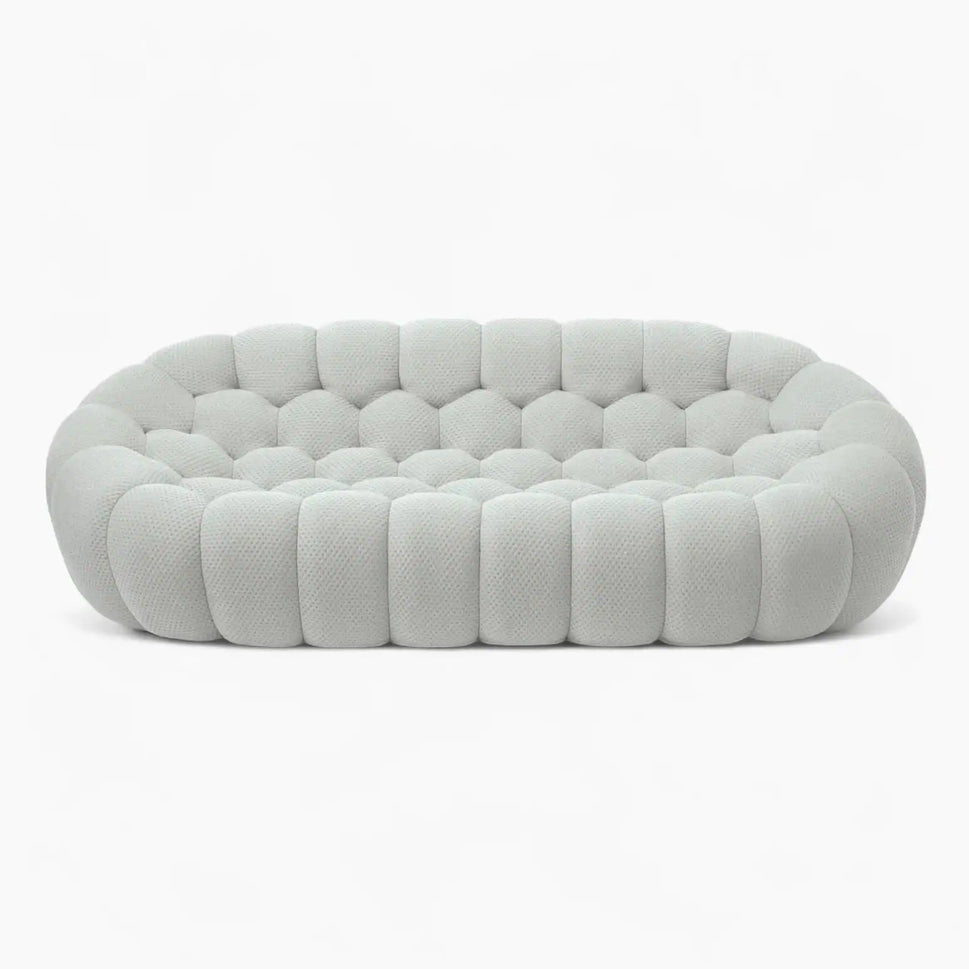 Bubble Light Grey 3 Seater Fabric Curved Sofa