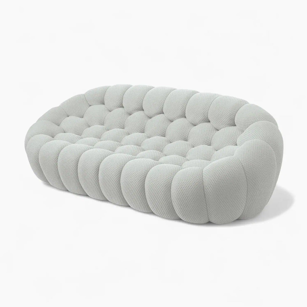 Bubble Light Grey Curved Sofa, angled view