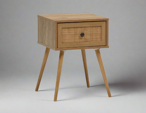 Cairo Natural Wooden Bedside Table – front view