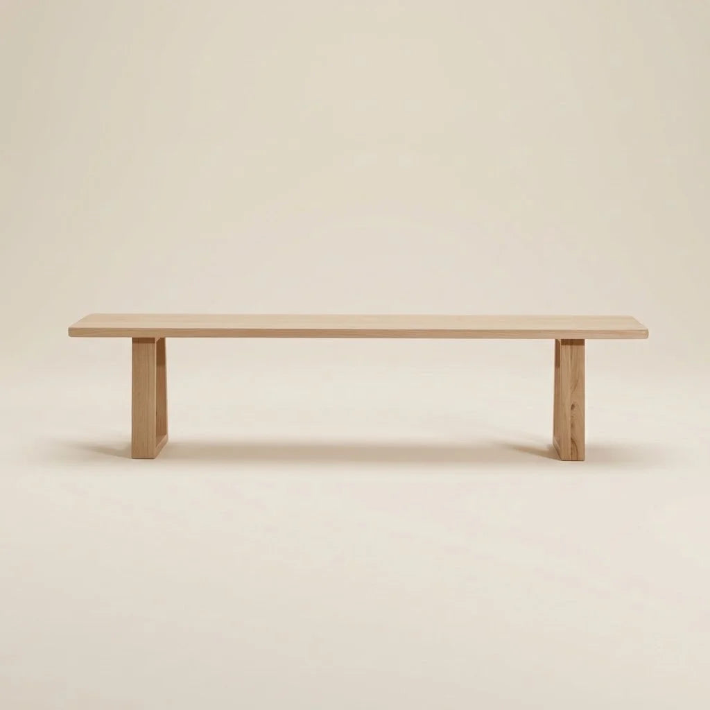 Carmela Natural Wooden Dining Bench – front view