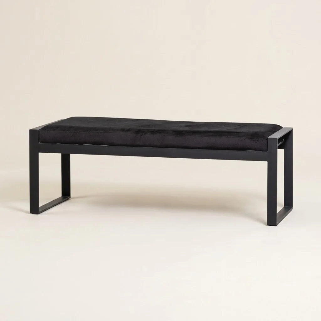 Carson Black Velvet Bench – front view