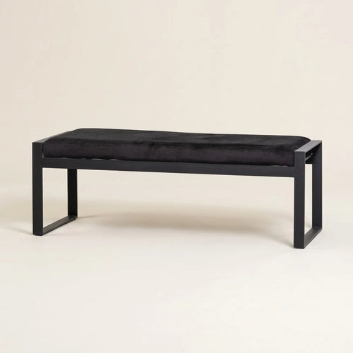 Carson Black Velvet Bench – front view