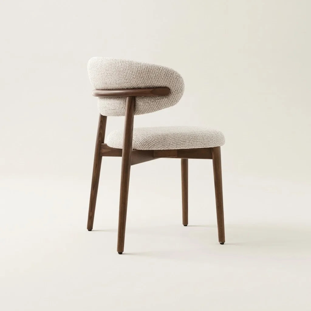 Cavalli Beige Boucle Dining Chair – rear angled view