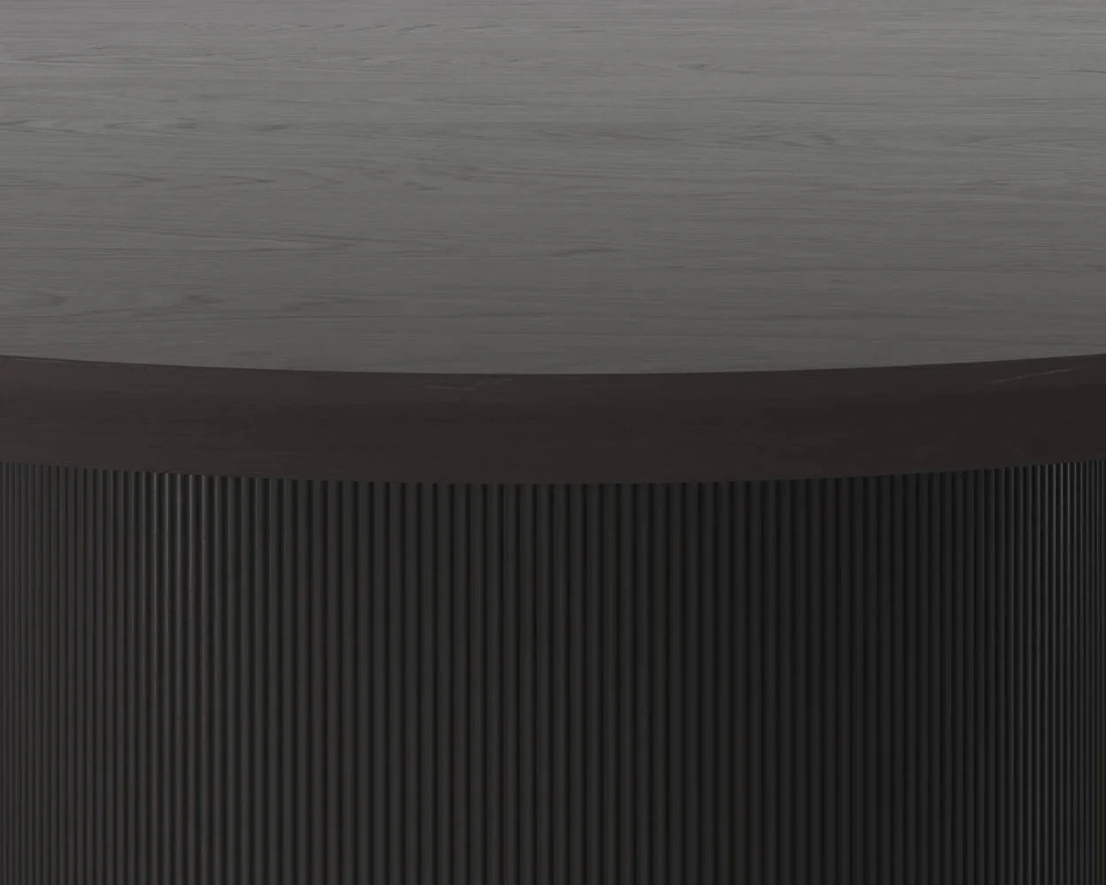 Cedar Solid Wood Dining Table – 120cm Diameter, Black Finish, Close up View