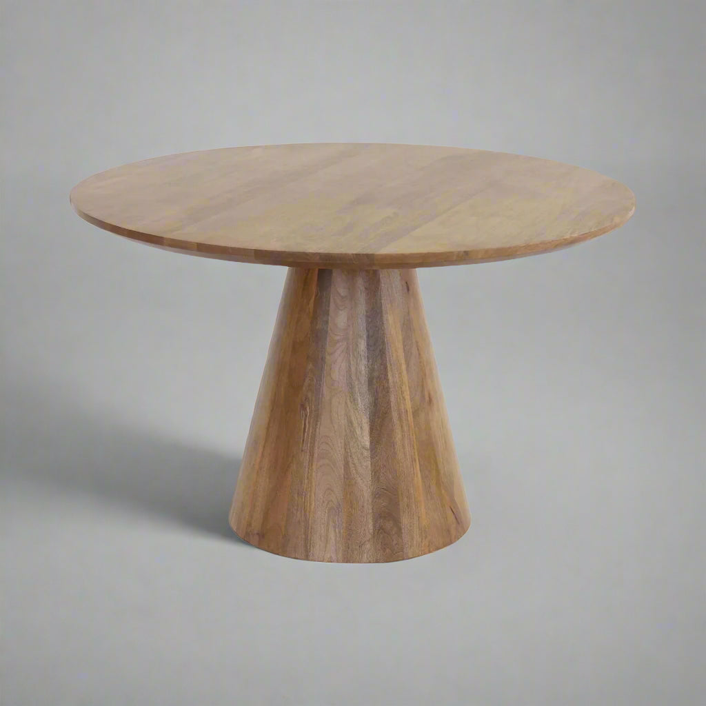 Cypress Solid Wood Dining Table – Light Solid Wood with Sculpted Pedestal Base