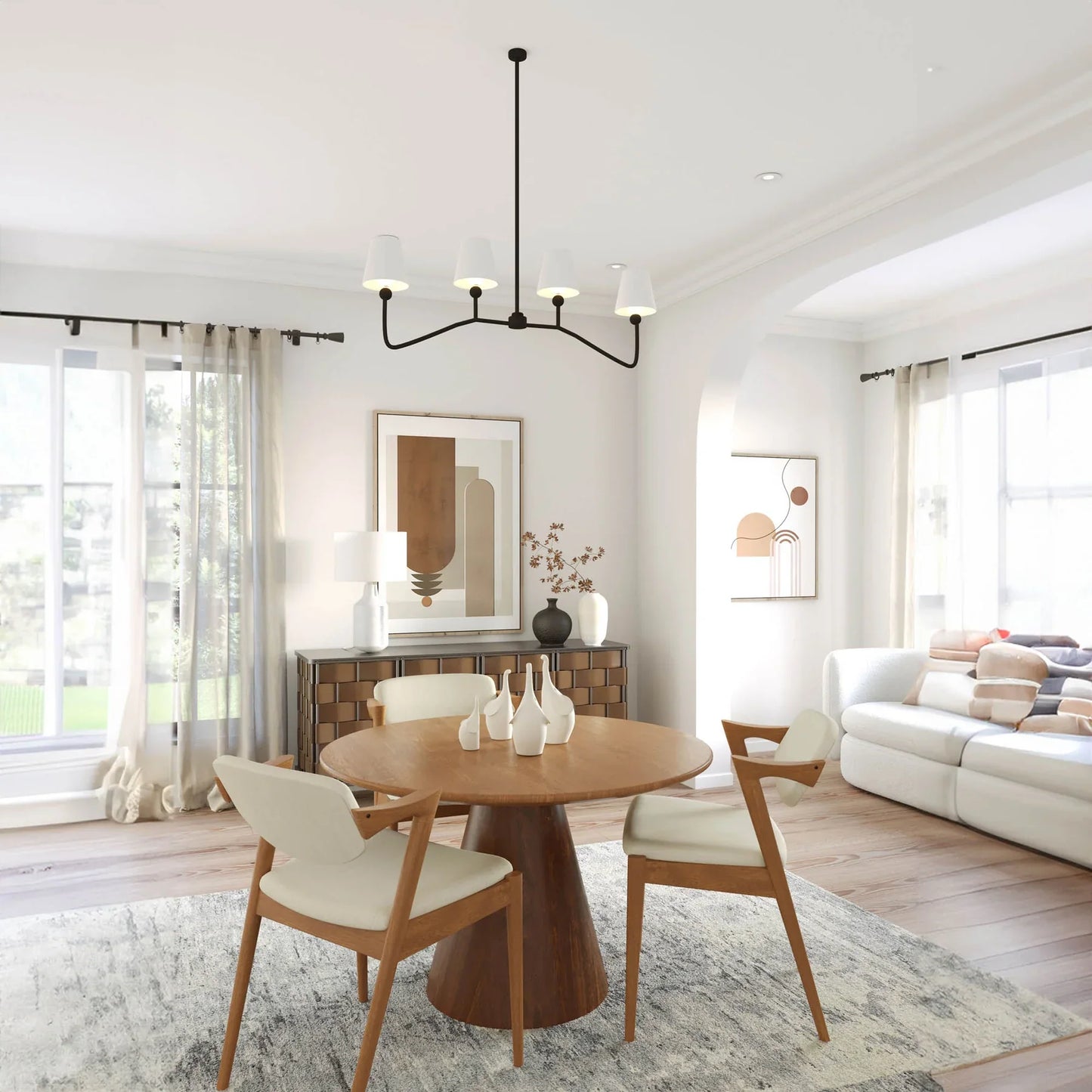 Top View of Cypress Dining Table – Light Wood cone Surface