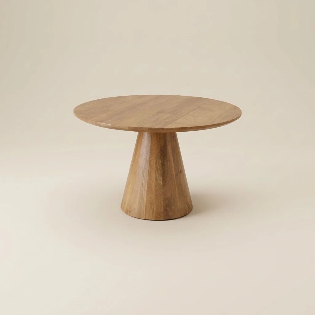 Cypress Natural Solid Wood Round Dining Table – front view