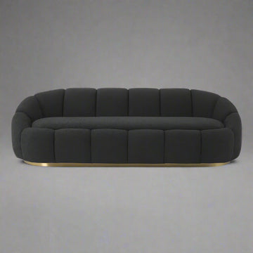Eclipse Black 3 Seater Fabric Curved Sofa