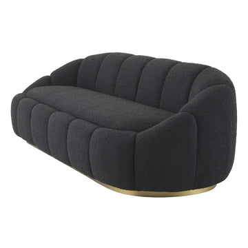 Eclipse Black 3 Seater Fabric Curved Sofa