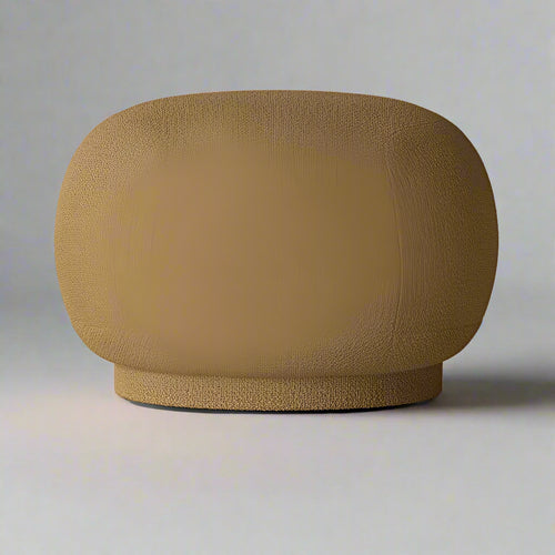 Eden Mustard Boucle Round Ottoman – front view