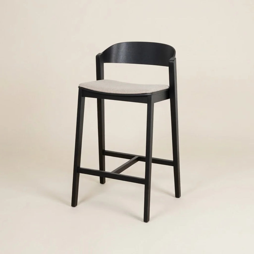 Elara Black Wooden Bar Stool