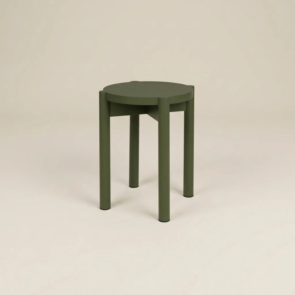 Elmwood Green Wooden Stool – front view
