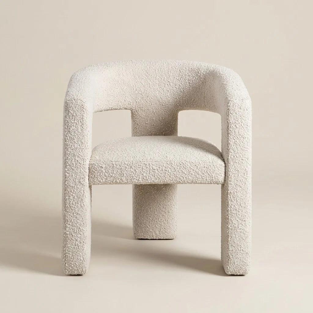 Elo Cream Boucle Accent Chair – front angled view