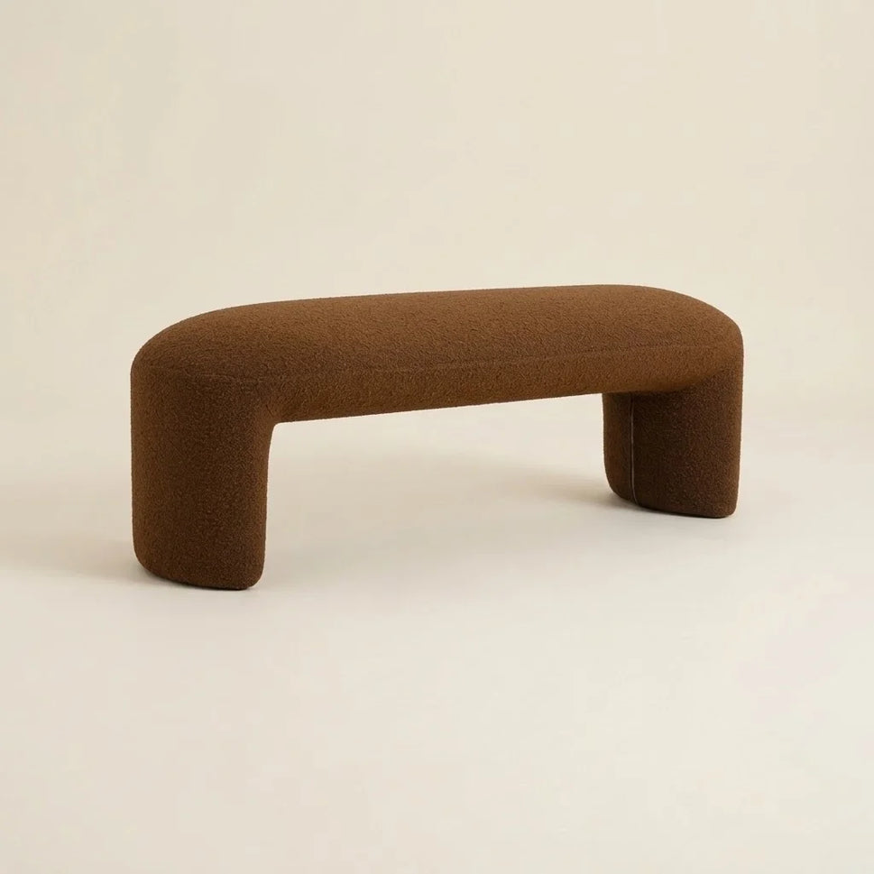 Everet Brown Boucle Ottoman Bench