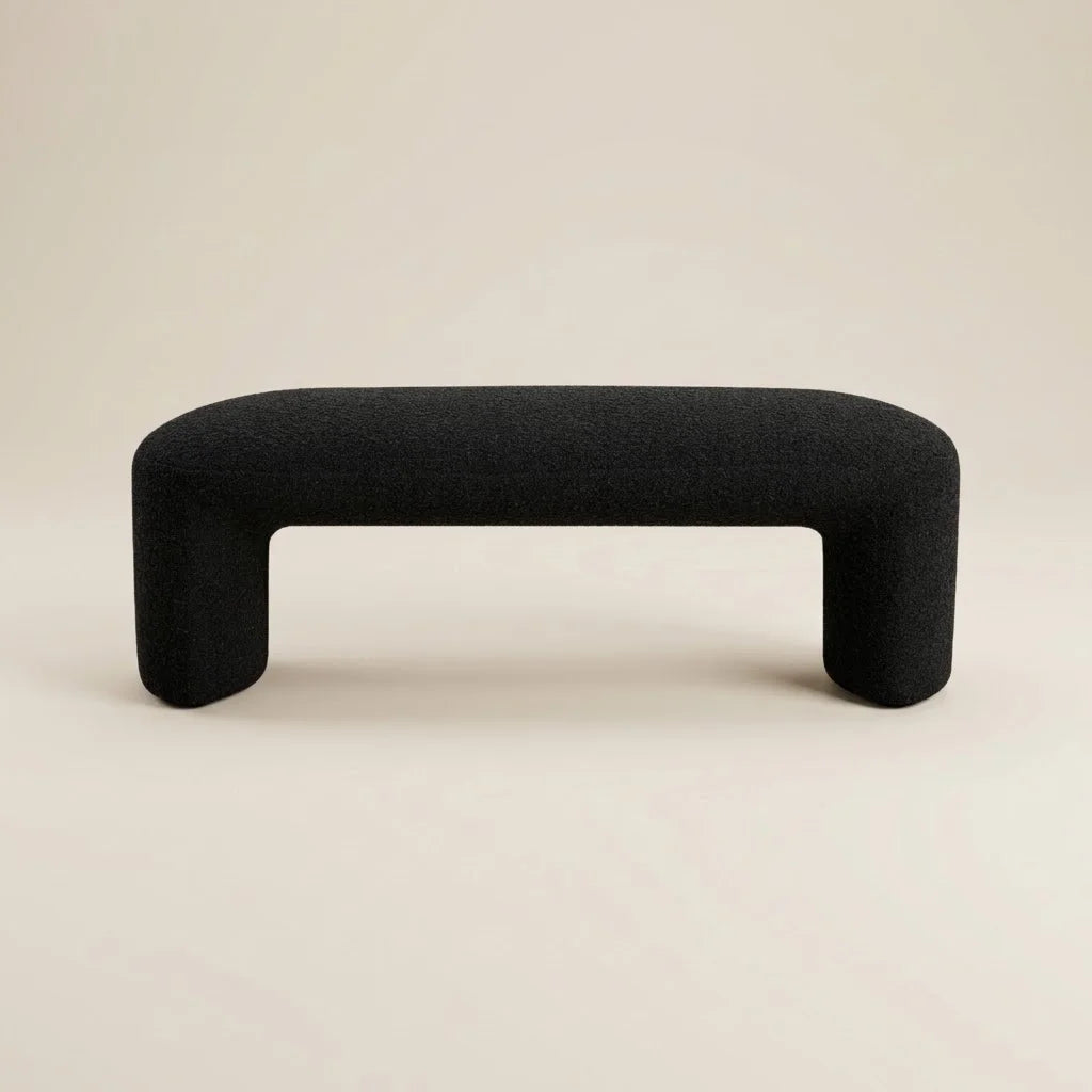 Everet Brown Boucle Ottoman Bench