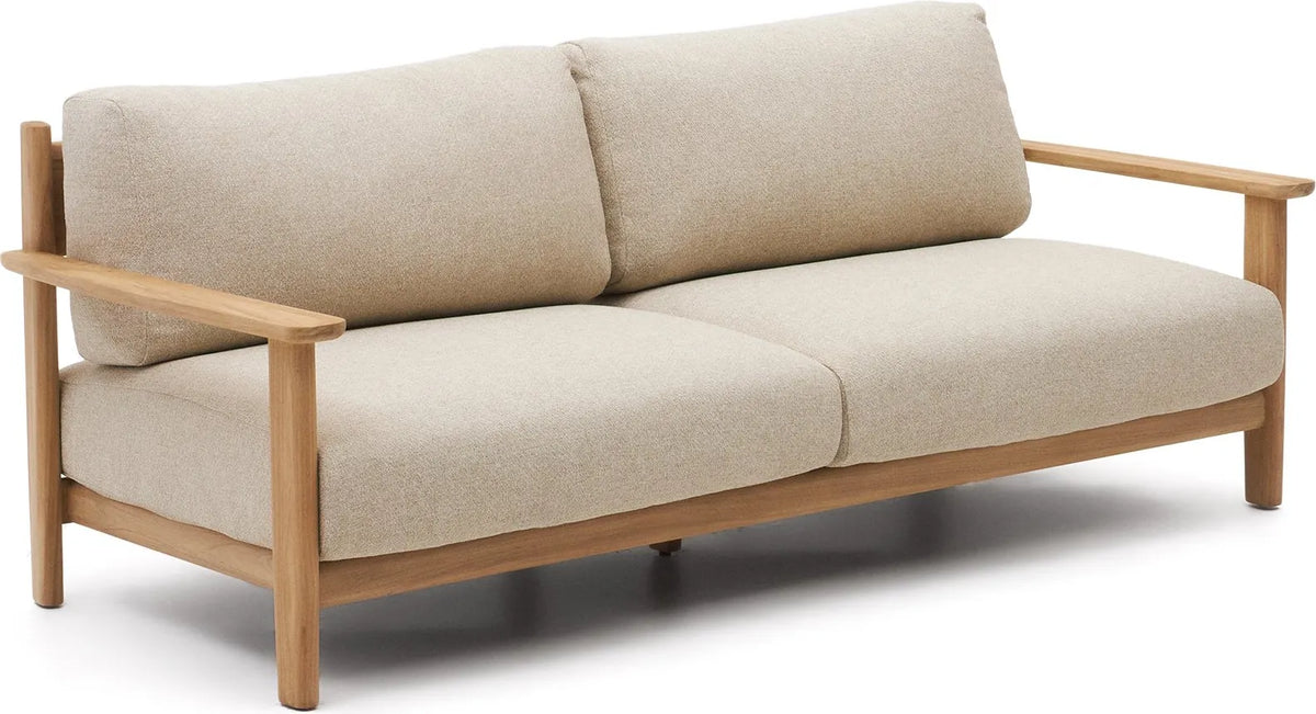 GardenLuxe Beige 3 Seater Solid Wood Outdoor Sofa