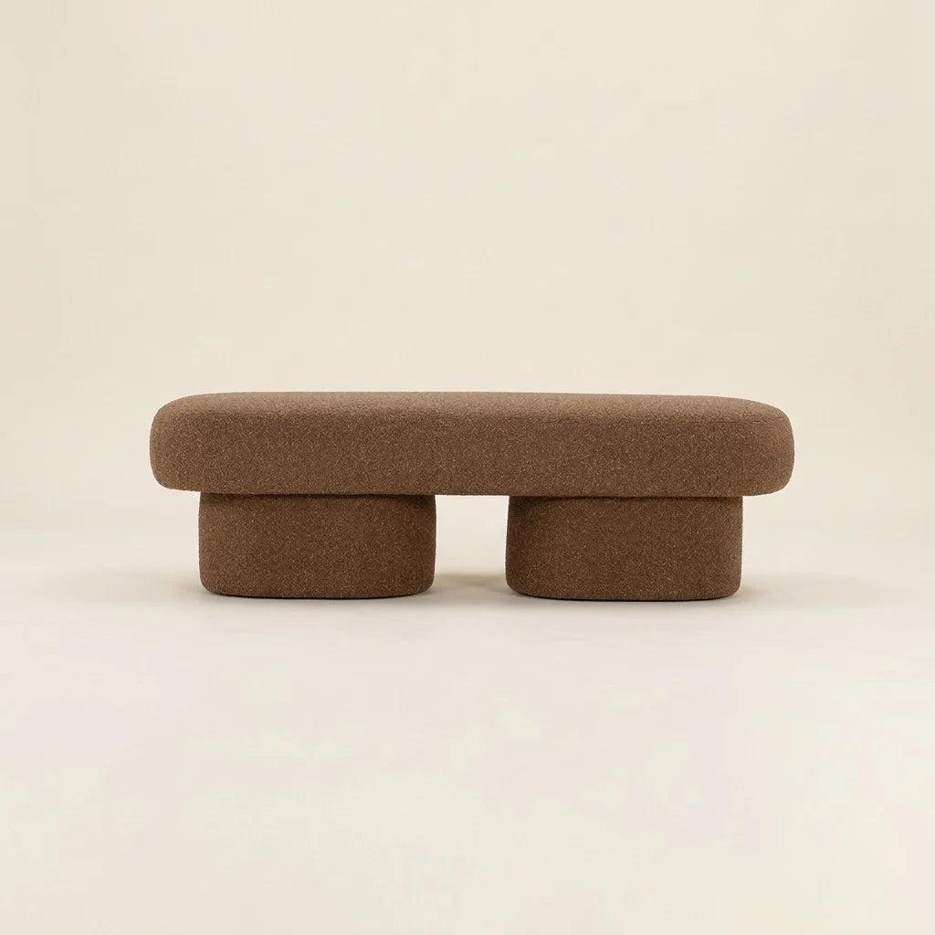 Kopitar Brown Boucle Ottoman Bench – front view