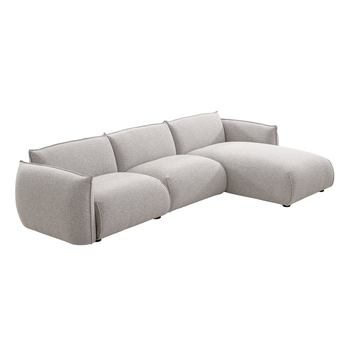 Ferrell Light Grey Right Chaise Sofa, front view