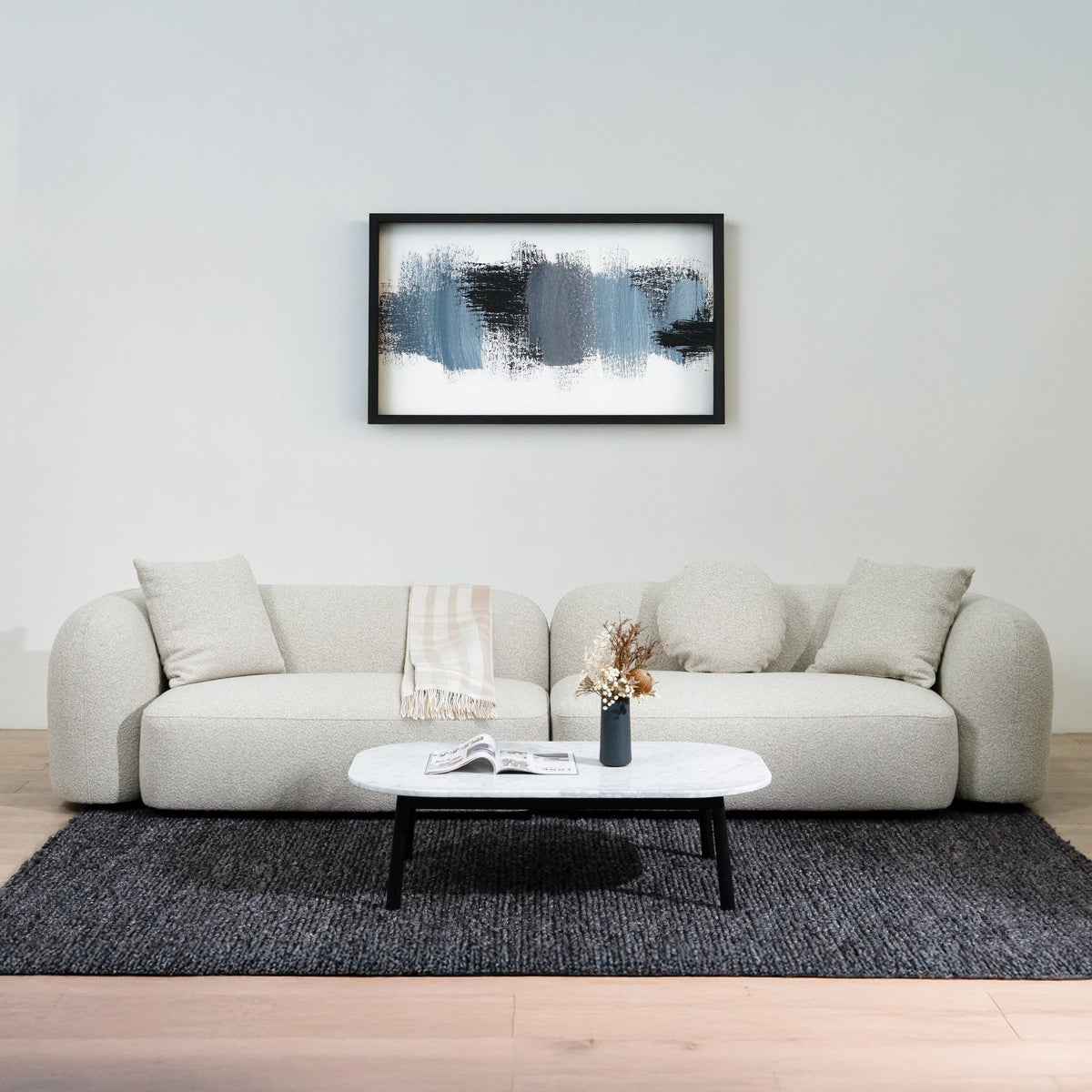 Justus Cream 4 Seater Fabric Sofa