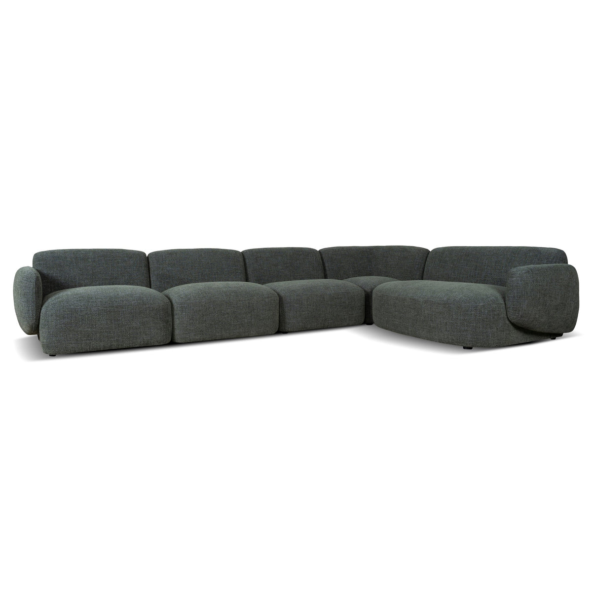Gosling Dark Green Right Chaise Modular Sofa, front view