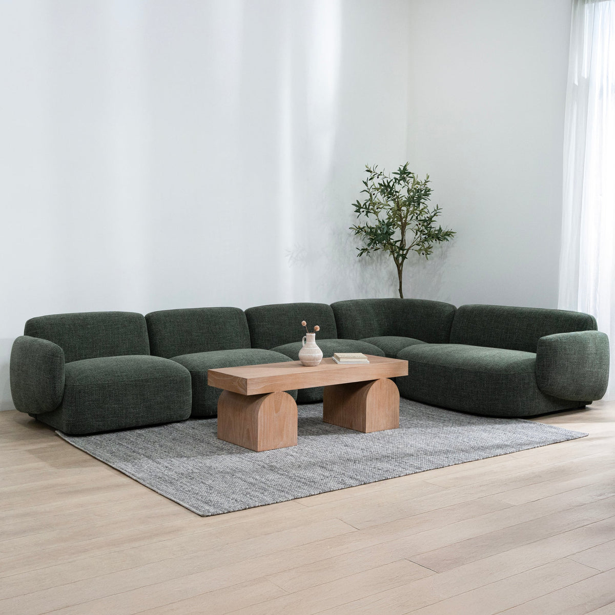 Gosling Dark Green 5 Seater Fabric L-Shape Corner Sofa
