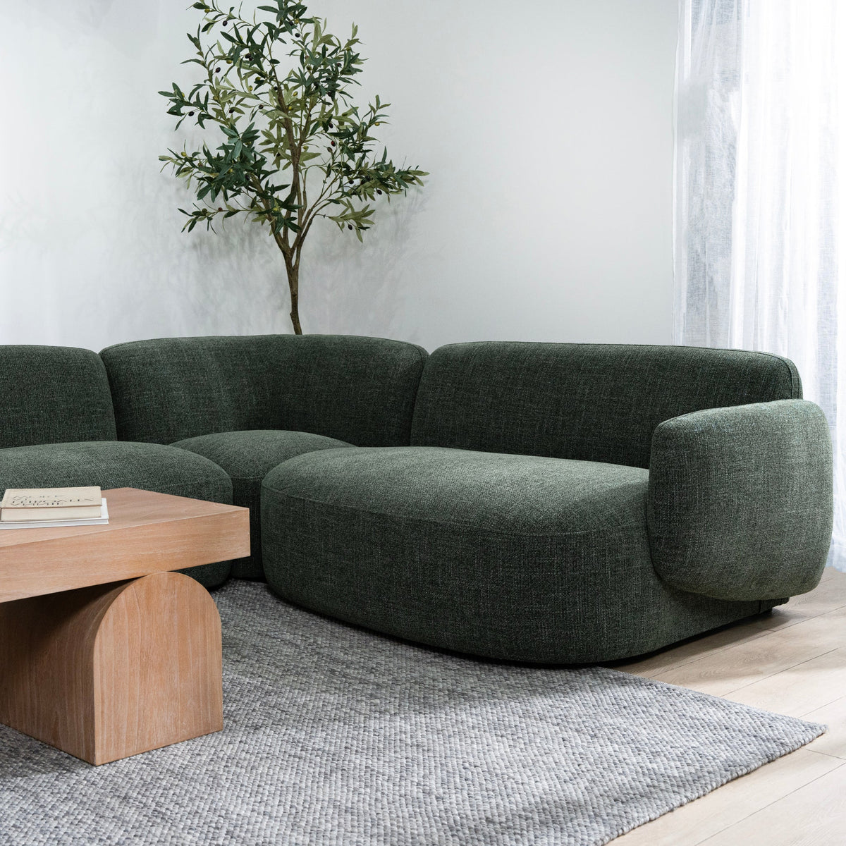 Gosling Dark Green 5 Seater Fabric L-Shape Corner Sofa
