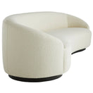 Switch Angled shot of Langford Sofa in Boucle fabric, highlighting soft boucle texture and oak base 3 image