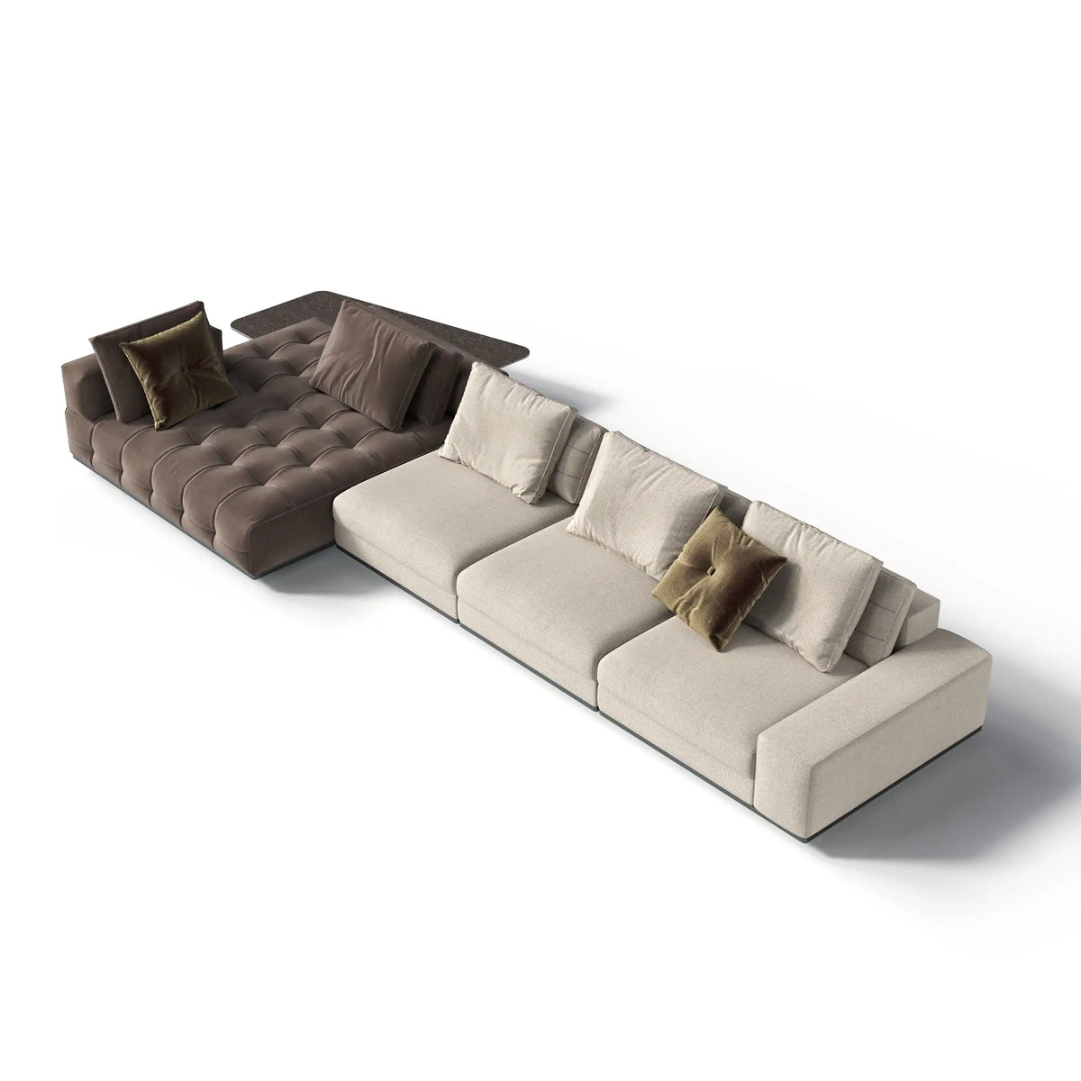Lawrence Beige Sectional Sofa, side view