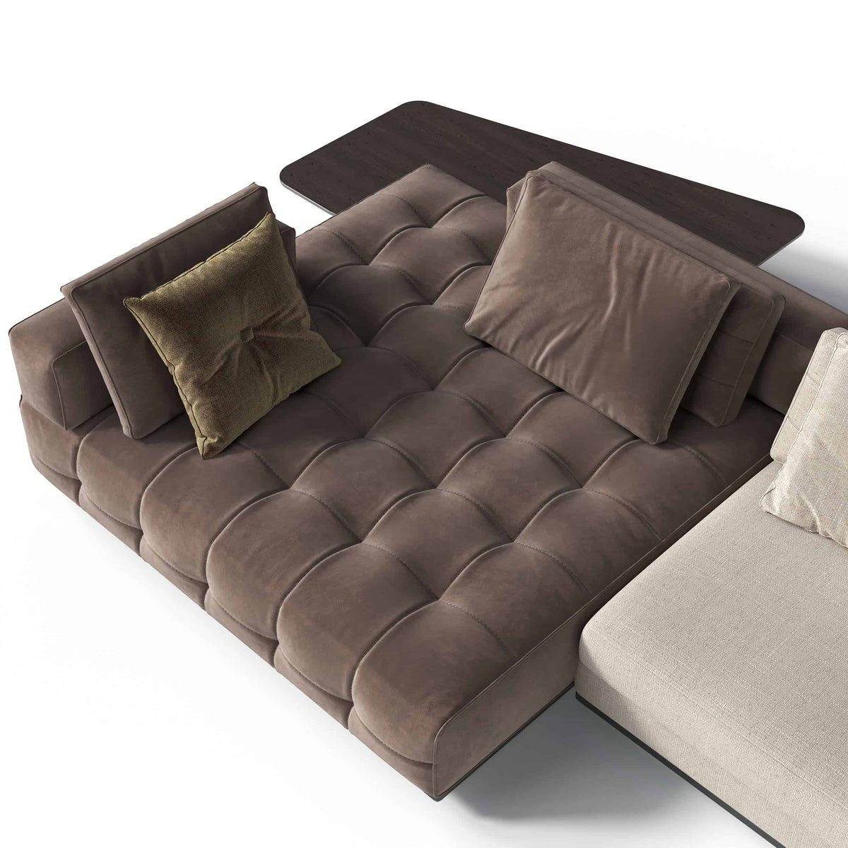 Lawrence Beige Sectional Sofa, cushion detail view