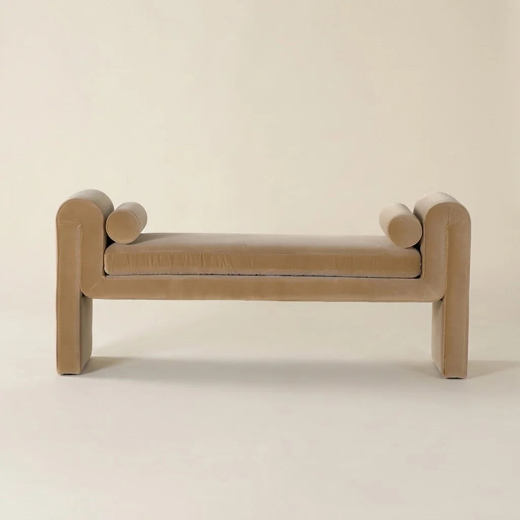 Linden Camel Velvet Bench