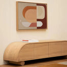 Switch Minimalist wooden TV unit with curved side profile and smooth oak finish  3 image