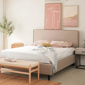 Melo Beige Upholstered Bed (3 Sizes)
