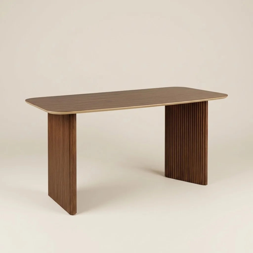 Meridian Brown Solid Oak Rectangular Dining Table – angled view