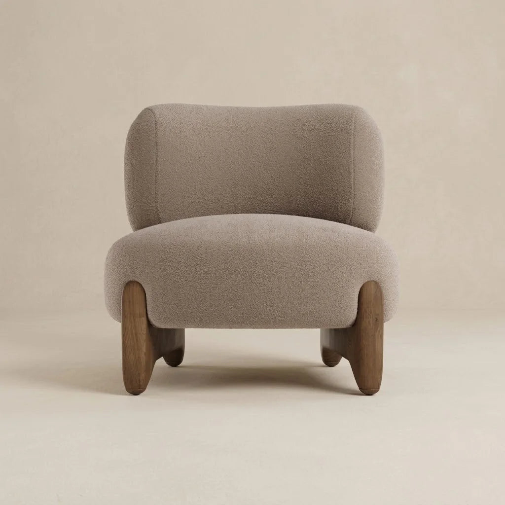 Milo Wooden Accent Chair in Brown – front view