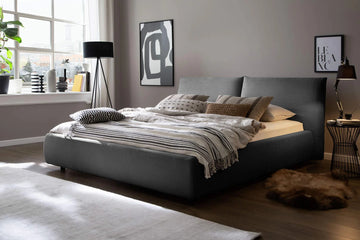 Nalu Grey Upholstered Bed (3 Sizes)