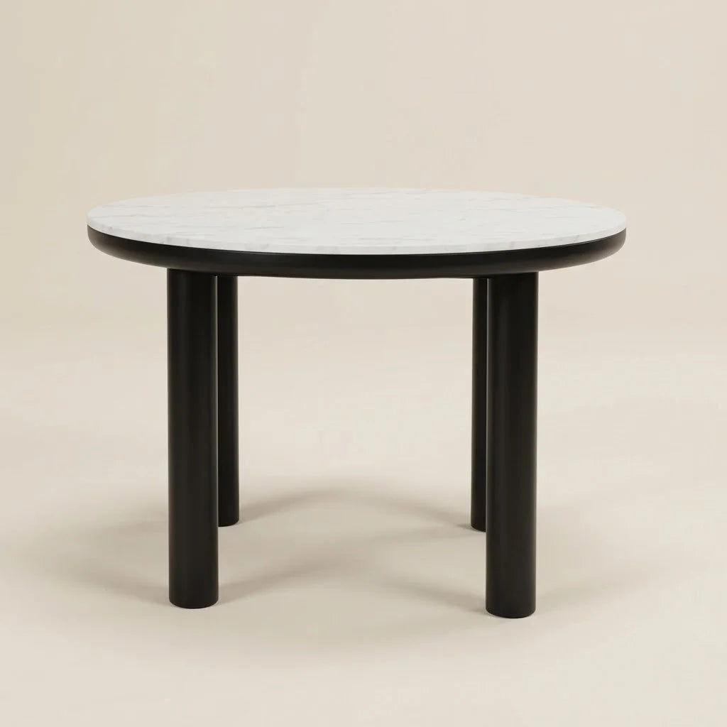 Noir White Marble Finish Round Dining Table (5 Sizes)