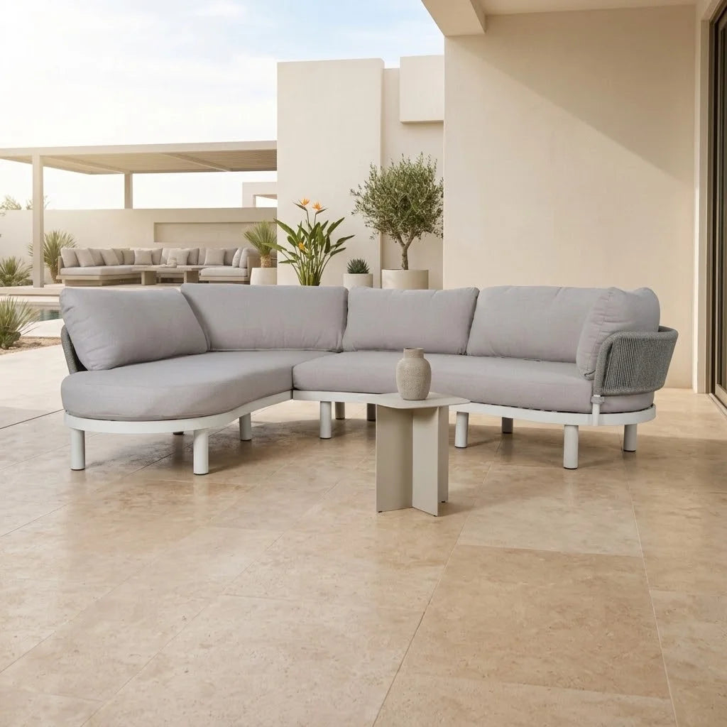 Norali Light Brown 5 Seater Fabric Outdoor L-Shape Corner Sofa