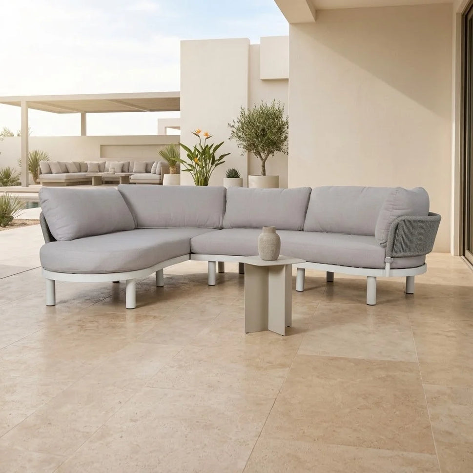 Norali Light Brown 5 Seater Fabric Outdoor L-Shape Corner Sofa